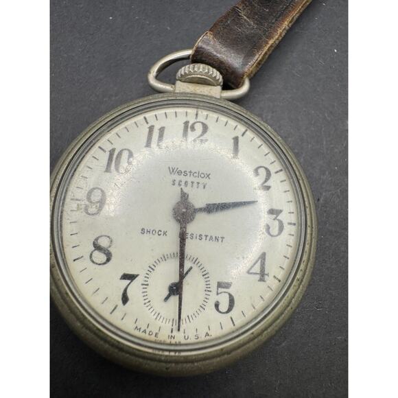 Westclox Scotty Pocket Watch Open Face Hand Winding w/ Caterpillar Loader Fob main image 8